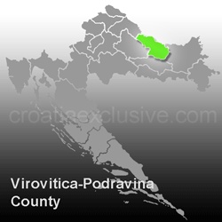 Map of Virovitica-Podravina County (Viroviticko-Podravska Zupanija)