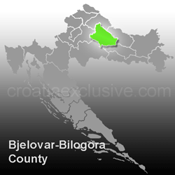 Map of Bjelovar-Bilogora County (Bjelovarsko-Bilogorska Zupanija)